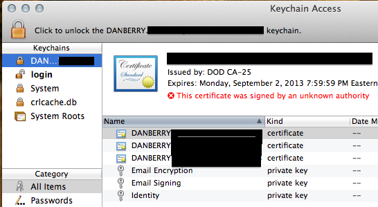 Mac Login Section of Keychain